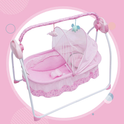 Electric Baby Cradle Auto Swing Rocker Cot Infant Sleeping Bed Swing Crib Kit Timer+Bluetooth Music+Mat+Pillow 5Gears Adjustable