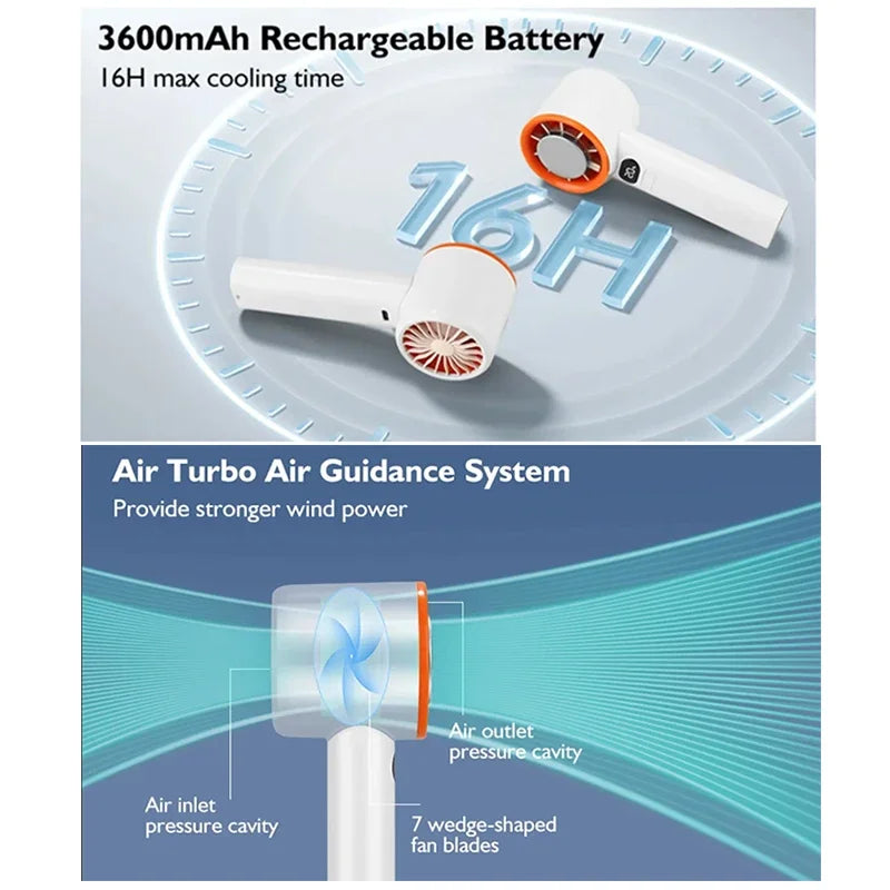 Xiaomi MIJIA Portable Fan Handheld 120 Speed Mini Bladeless Desktop Fan Rechargeable Instant Cooling With Ice Mode For Men Women