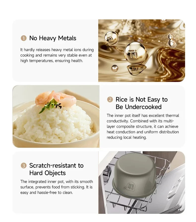 2.5L Electric Rice Cooker Titanium Liner for 2-3 People Mini MultiCooker Smart Steamed Rice Kitchen Machine 220V