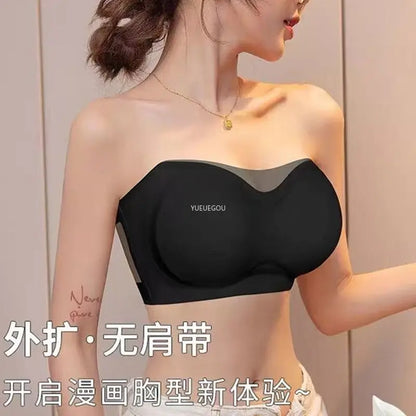 10CM Extra Thick Cooling Seamless Strapless Bra  Push Up Tube Top for Small Chest, Anti-Slip Lift, Anti-Sagging Invisible Bra