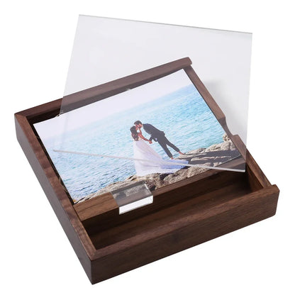 Walnut Album Box USB Flash Drives 128GB Photography Studio Memory Stick 64GB Free Custom Logo Pen Drive 32GB 16GB Wedding Gift