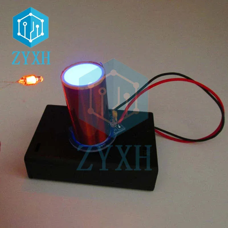 Mini Tesla Coil DIY Electronic Kit DC 4.5V No Arc Type Space Lighting with AA Battery Box Power For Student Experiment
