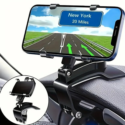 1pc 360° Rotating Car Phone Holder Suction & Adhesive Dashboard Mount ABS Stable Hands-Free Navigation Car Accessory.