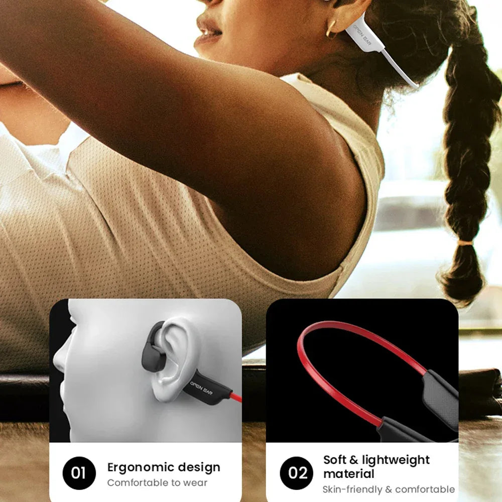 Bone Conductive Wireless Earphones Bluetooth 5.2 Open Headphones Sports Headset Waterproof Earhooks Headworn Loop