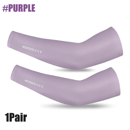 1Pair Ice Fabric Breathable UV Protection Running Cooling UPF 50 Arm Sleeves Fitness Basketball Elbow Pad Sport Cycling Outdoor