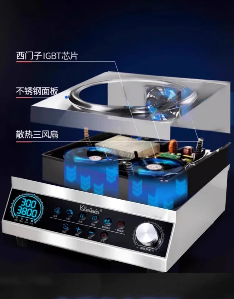 Commercial induction cooker household concave high-power 5000 cooking electric wok stainless steel electromagnetic stove