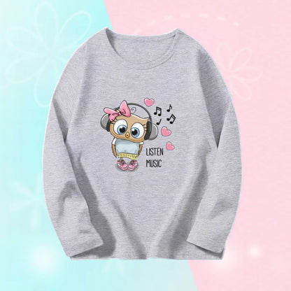 T-shirts d'automne pour petites filles, manches longues, jolis t-shirts décontractés pour grandes filles, t-shirts de printemps en coton pour petites filles