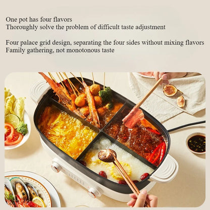 220V Non Stick Electric Hotpot Household Mandarin Duck Split Multi Functional  Electric Boiling Pot