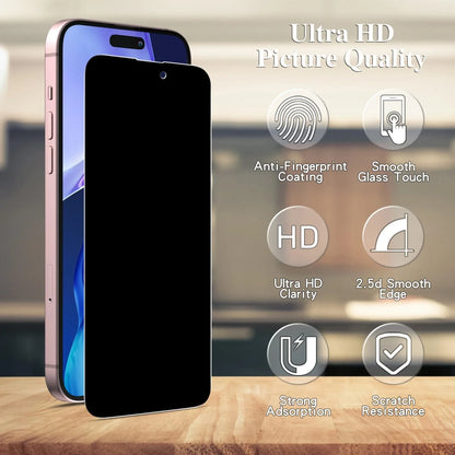 1~3PCS Anti Spy Tempered Glass For iPhone 17 17e 16e 16 15 Pro Max Privacy Screen Protector iPhone 15 14 Plus 13 12 11 Pro Max Antiespia Pelicula de Cristal Templado iPhone 17 Pro Max anti-peeping Protective Film