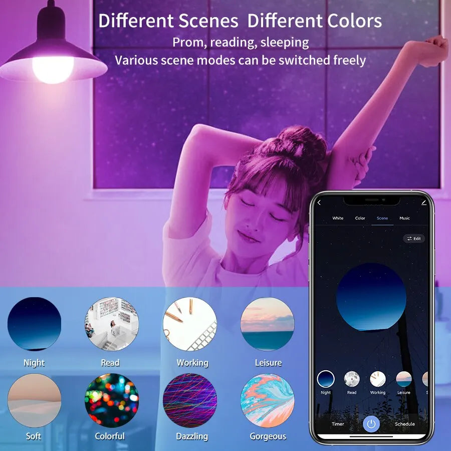 E27 Tuya Smart Light Bulbs RGB e27 Led Bulb AC 10W 12W 15W 18W Smart Home Zigbee Lamp Works With Alexa Google Home Smartthings