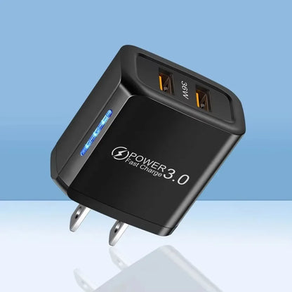 2 USB Charger 36W Fast Charging Double USB Quick Charge 3.0 for Samsung Xiaomi 14 HUAWEI OPPO Oneplus Mobile Phone Wall Adapter