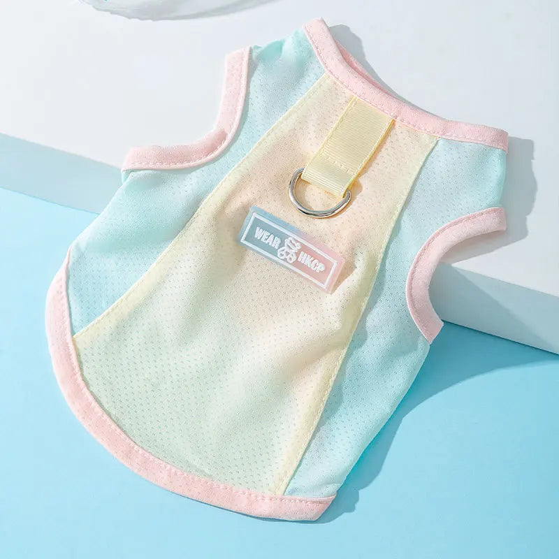 Thin Dog Summer Clothes Mesh Dog Cooling Vest Pet T Shirt Dog Sun Protective Clothing with D-Ring Chihuahua Kitten Puppy Costume