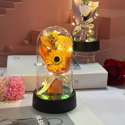 Mother's Day Graduation Season Gift Small Sunflower Plastic Cover to Send Students to Send Teachers to Glow Rose Bouquet Small O