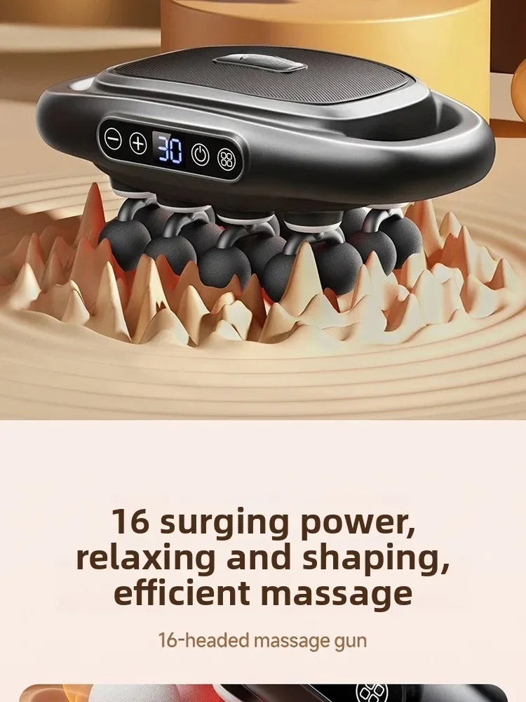 Brand high-end 16-head fascia gun multi-head massager, waist and back muscles deep relaxation 16-head massager