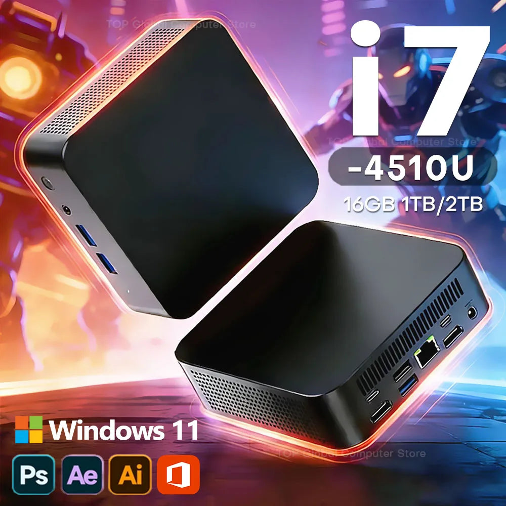 2026 Mini PC Windows 11 Pro Intel Core i7-4510U Minipc Computer 16GB RAM 1TB 2TB SSD WiFi6 USB Portable Mini Desktop PC Office