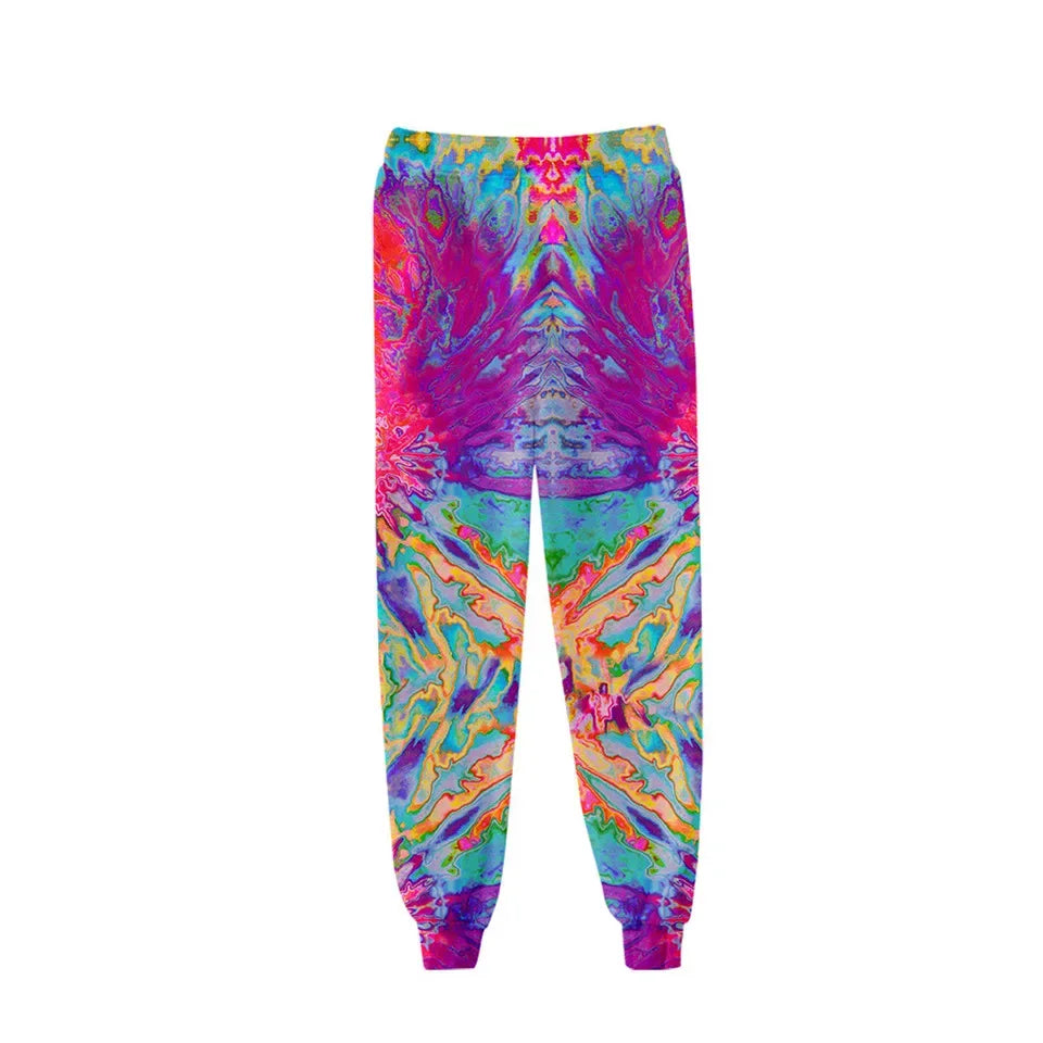 New Hot Sale 3D Print Tie Dye Pink and Green Pants Colorful Psychedelic Trousers Streetwear Men/Women Sweatpants