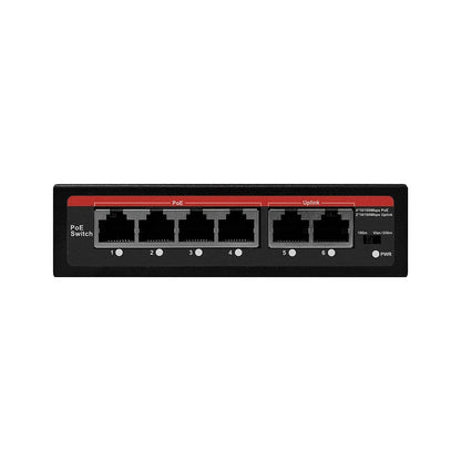 2026 POE Switch 6 Ports 10/100Mbps AI Smart Ethernet Switch with 2 Uplink RJ45 Ports AI Smart Switch for IP Camera/Wireless AP