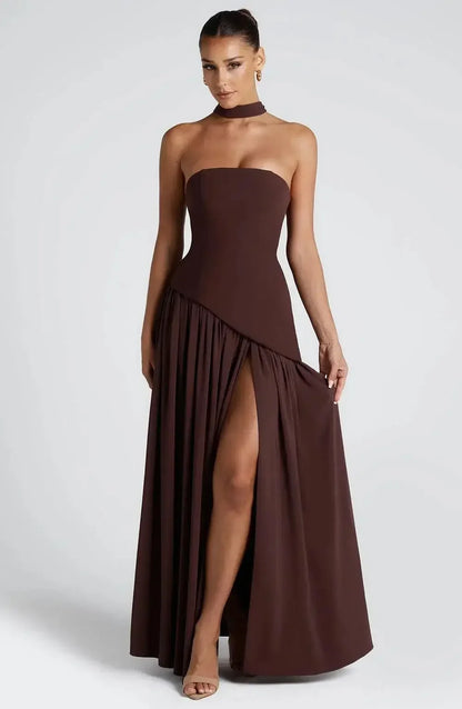 Butter Yellow Mesh Splicing Long Dress Elegant Strapless Split Backless Pleated Gowns For Women 2026 Lady Evening Party Gowns