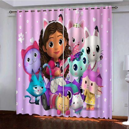 Gabby Doll house 3D Printed Blackout Curtain for Kids Adults Bedroom Home Decor