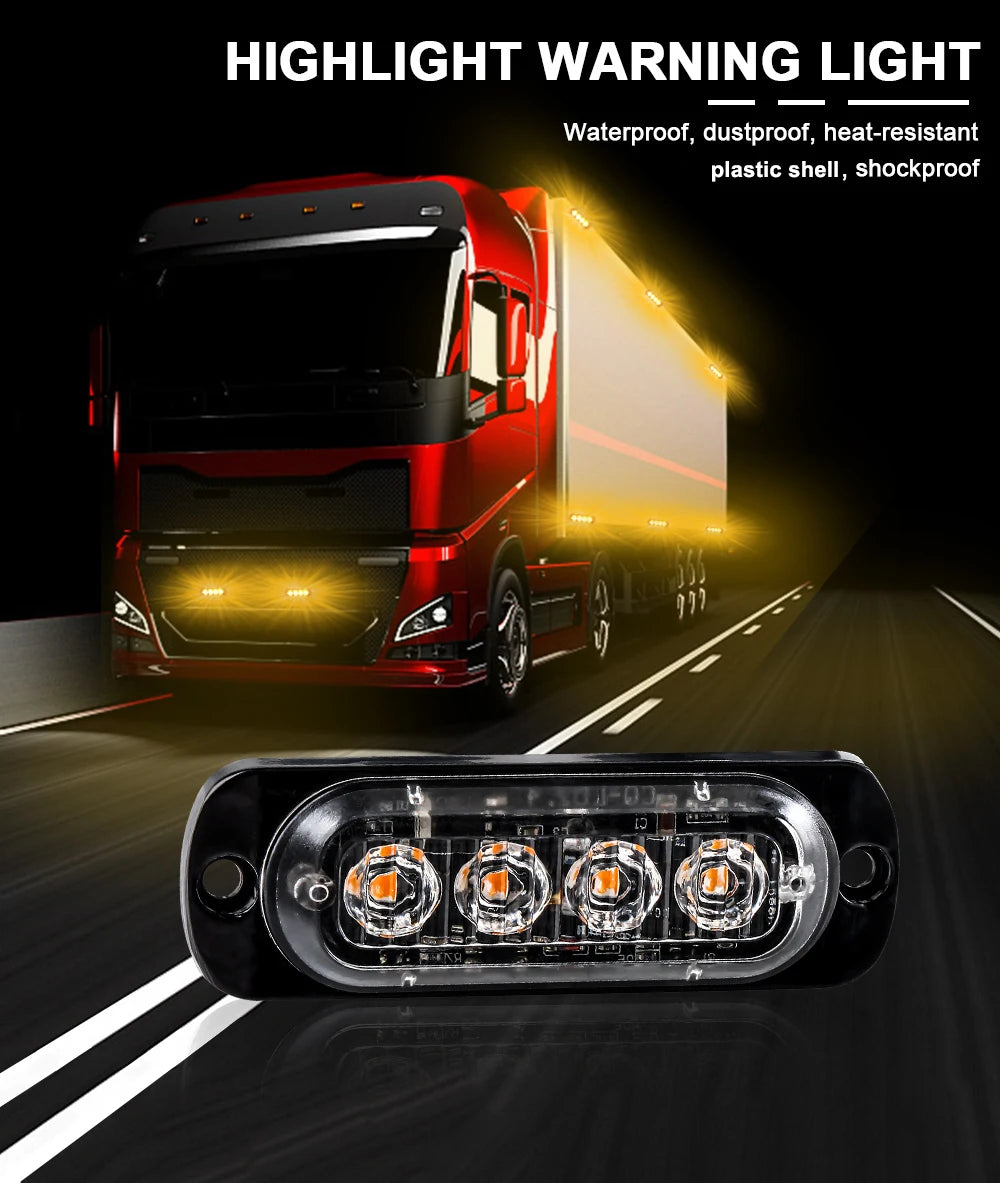 Car Grill Signal light FLASHING Warning Light trailer led lights 4 LED emergency lamp police strobe light TRUCK motorcycle SUV