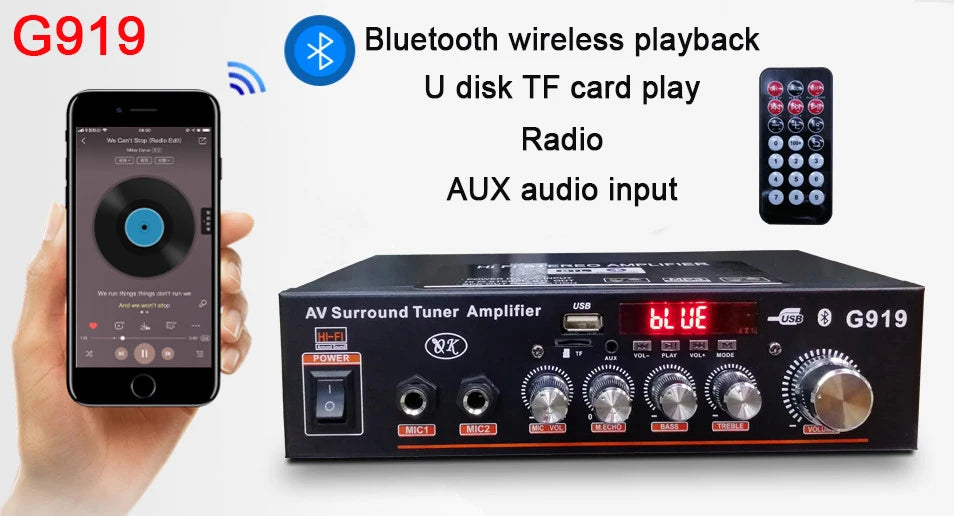 G30 G919H 1000W Home Power Amplifiers Audio Bluetooth Amplificador Subwoofer Speakers Theater Audio Sound System FM USB EU/US