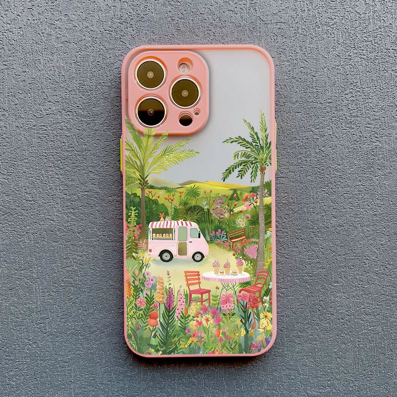 Coconut Tree Phone Case For iPhone 11 12 13 14 15 Pro Max Mini 16 Pro Max X XR XS 7 8 15 Plus SE Summer Scenery Shockproof Cover