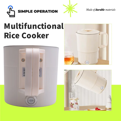 ELEG-3 In 1 Multifunctional Rice Cooker Foldable Mini Travel Electric Kettle Household Foldable Electric Cooker Hot Pot EU Plug