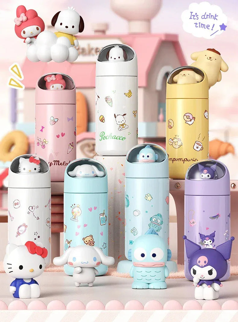 350MLStainless Steel Thermos Cups Student Kids Anime Cartoon Vacuum Flask Cute kitten/Dog/Bear Insulated Water Bottles Tumbler