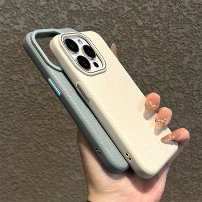 Luxury Business Lichee Pattern Leather Texture TPU Case For iPhone 16 15 14 13 12 11 Pro Max 16 Plus Shockproof Matte Soft Cover