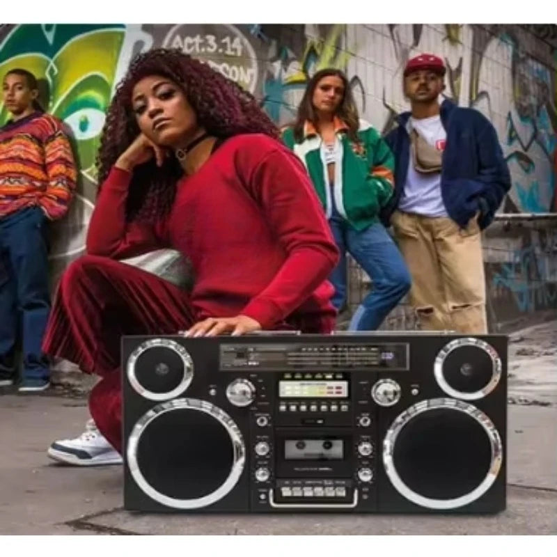 GPO Brooklyn Retro Boombox | Cassette Player, CD Player, Bluetooth Speaker, FM Radio, Portable Stereo System