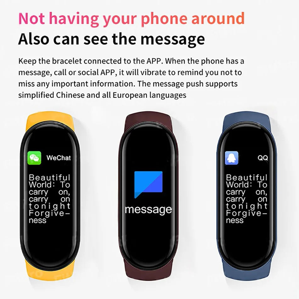 Montre connectée M6 pour homme et femme, bracelet de sport et de fitness, moniteur de fréquence cardiaque et de pression artérielle, étanche, multifonctions