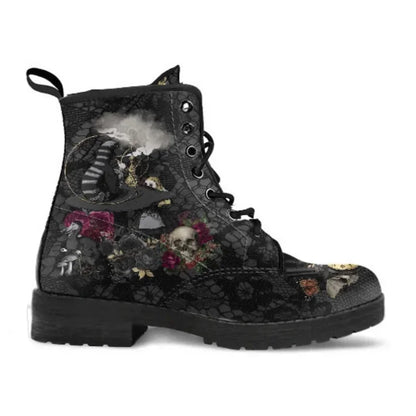 2022 Skull Flower Print High-Top Sneakers Women Boot Autumn Winter Fashion Woman Ankle Boots Adult Botas Mujer Plus Size 43