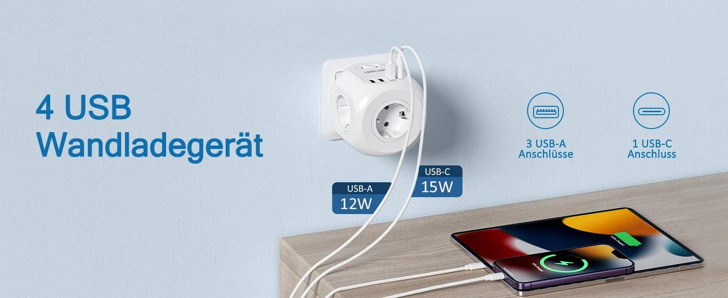 LENCENT USB Sockets dice Without Cable socket EU Socket Adapter Multiple socket EU Outlet Extender