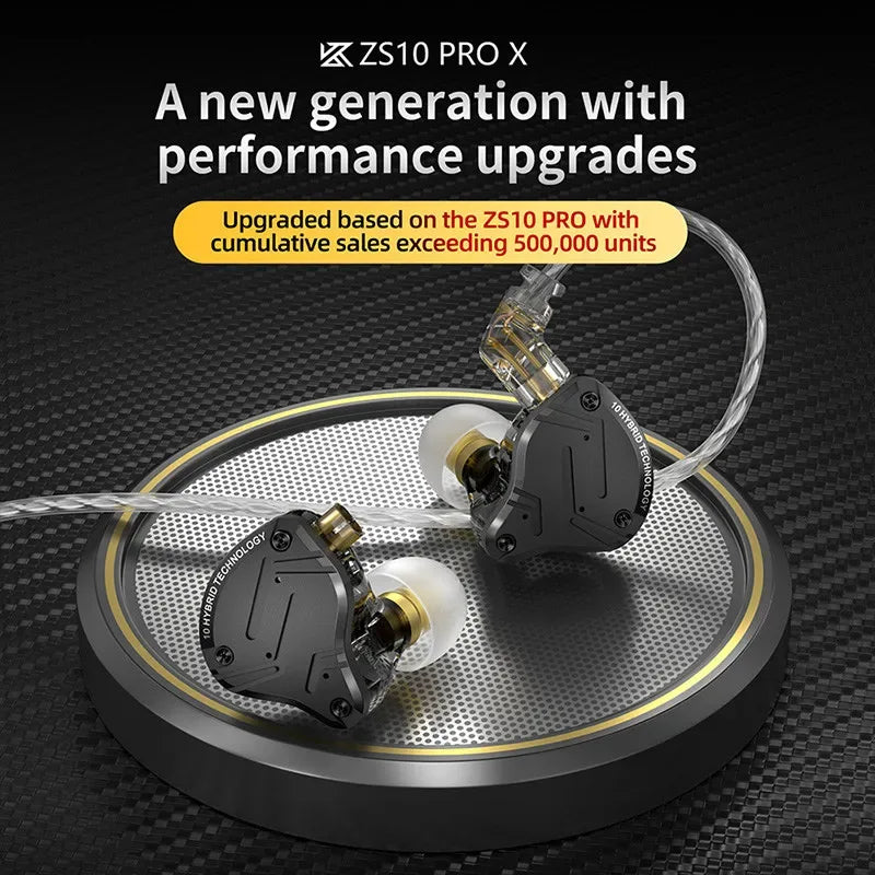 KZ ZS10 Pro X Wired Earphones HIFI Stereo Bass Muisc Sport Headphones Monitor Stage Live Metal Earbuds Gaming Headset PK ZSN PRO
