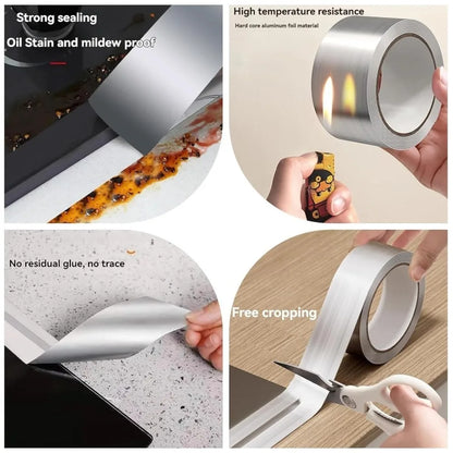 5-20m Kitchen Aluminum Foil Tape Waterproof Heat Resistant Heavy Duty 3/5cm Width Self Adhesive Seal Tape for Stove Gap Repair