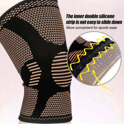 2Pcs Copper Knee Brace for Knee Pain - Copper Knee Compression Sleeves - Knee Pads for Sports,Meniscus Tear,ACL,Arthritis,Joint