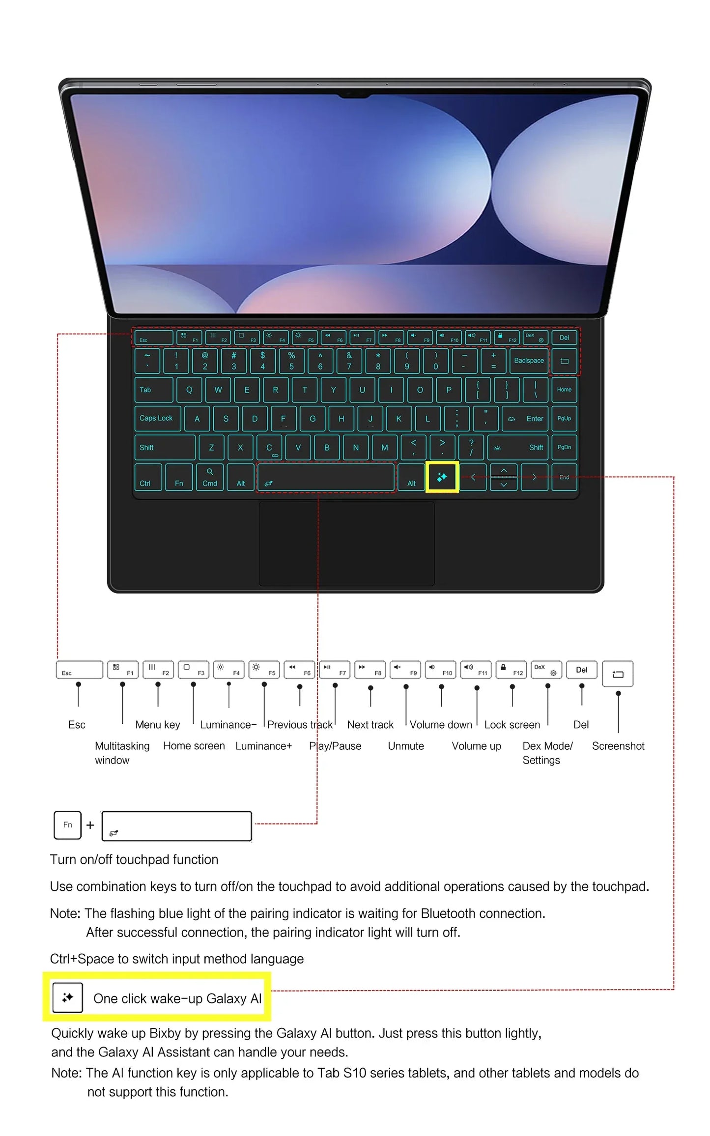 Magic Keyboard For Samsung Galaxy Tab S8 Ultra S10 S9 14.6 Inch S8U Tablet Magnetic Book Cover Case X900 X906 Backlight Touchpad