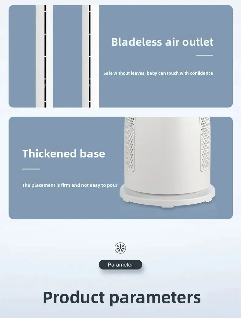 Bladeless Tower Fan with Remote Control 120° Oscillating Air Purifier for Baby Room/Dorm Quiet Floor Fan with Sterilization
