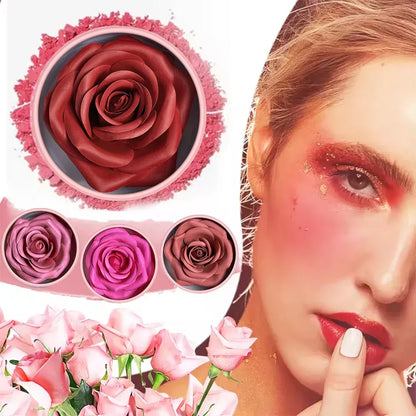 4-Color Rose Petal Blush,Waterproof Blush Cream,Natural Finish,Light Coverage,Perfect Gift for Christmas and Valentine's Day
