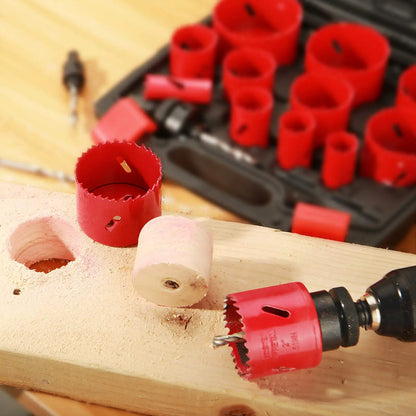 HYCHIKA 19-64mm 14pcs Hole Saws Set with Storage Box for Electric Screwdriver Drilling Metal Wood Power Tools Accessories