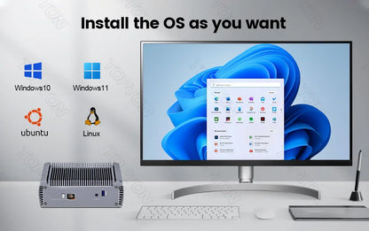 Topton Fanless AMD Mini Computer FU02 Ryzen 7 7730U 5825U R5 5625U 4500U Gaming PC Dual LAN Firewall 2*HDMI2.0 NVMe DDR4 WiFi6