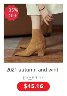 Winter Women Boots Christmas Ankle Boots High Heels Ladies Shoes Femme Warm Short Boots Red Black Shoes  Size 35-43