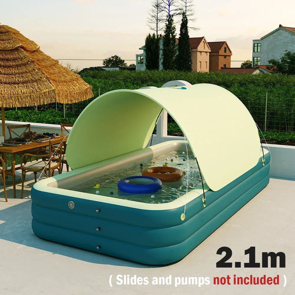 2/3M Large Swimming Pool Family Outdoor Party Pools Children's Inflatable Swimming Pool Sun Shade Folding Pool for Kids Baby Toy