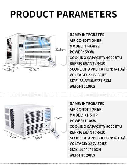 Window Air Conditioner Window-Mounted Portable Refrigeration Air Conditioners Cold 24-hour Timer Remote Control Room Cooler