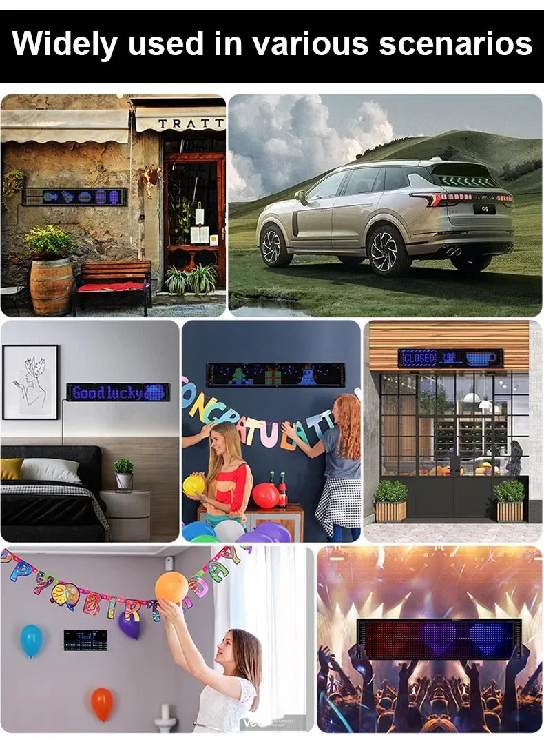 LED Scrolling Advertising Display RGB USB App Bluetooth DIY Devil Eye Overlength Matrix Pixel Panel Pattern Animation Display