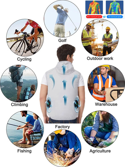 Summer Cooling Vest For Couples Breathable Fan Air Conditioner Jacket Sleeveless Heat Resistant Outdoor Workwear