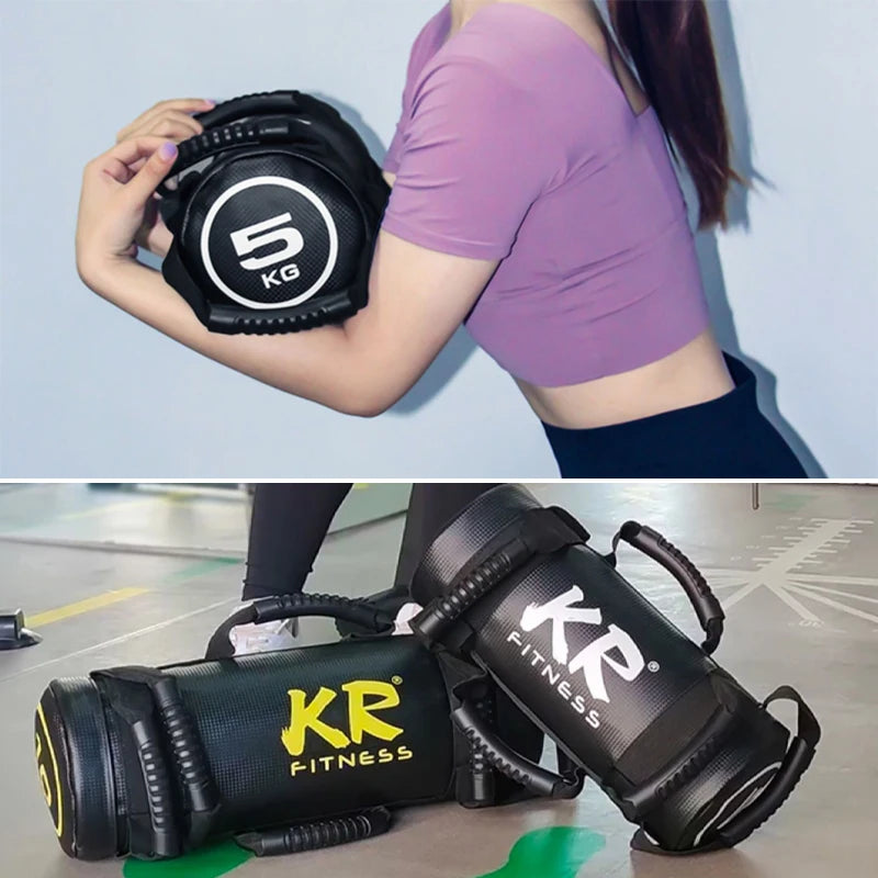 Fitness Sandbag Adjustable Weighted Power Training Heavy Duty Gym Bag Core Strength Exercise Balance Control Workout 6 Handles