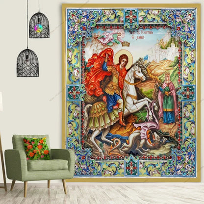 Icon of Christ Tapestry Jesus Easter Wall Decor God Home Decoration  Blessed Virgin Mary Wall Tapestries Christmas Room Decor