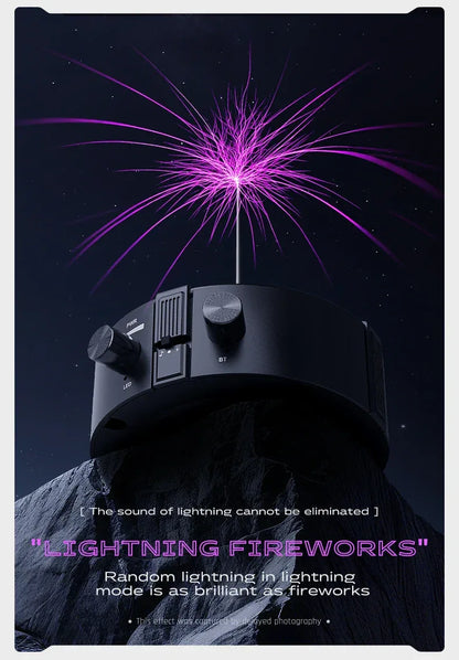Tesla Coil Arc Music Box - Wide Voltage 110-240V, Bluetooth 5.3 Wireless+SD Card Lightning Purple Visual Arrangement.