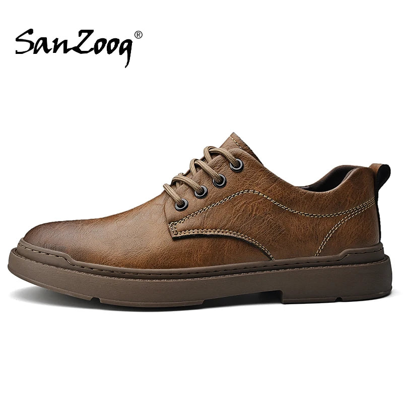 Spring Autumn Casual Men Retro Leather Shoes 2023 Fashion British Style Anti-skid Chaussure Homme Cuir Luxury Brand Designer